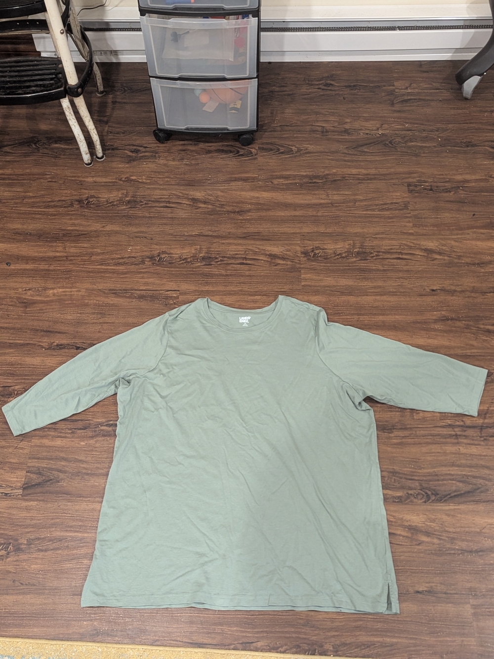 Lands' End Women's Sage Green Long Sleeve Crew Tee